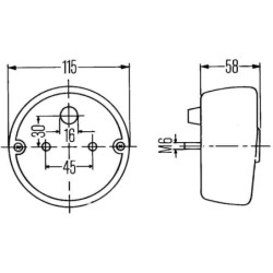 Lampa tylna zespolona, okrągła 12V czerwona/pomarańczowa przykręcana Ø 115 mm Hella