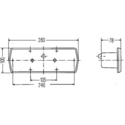 Lampa tylna zespolona 280x100mm, prawa/lewa