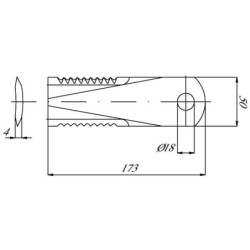 Nóż rozdrabniacza do słomy 173x50x4 mm Ø 18 mm
