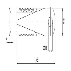 Nóż rozdrabniacza do słomy 173x50x4 mm Ø 18 mm