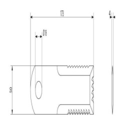 Nóż rozdrabniacza do słomy 173x50x4 mm Ø 18 mm