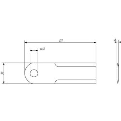 Nóż rozdrabniacza do słomy 173x50x4 mm Ø 18 mm