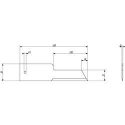 Nóż szarpacza, 198 x 50 x 3, Ø 6, stały, gładki