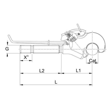 Końcówka hakowa łącznika górnego, M36 x 4 L 32 mm