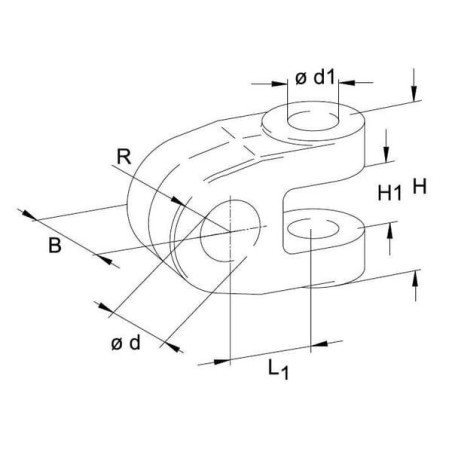 Końcówka widełkowa łącznika 32.3x63 mm