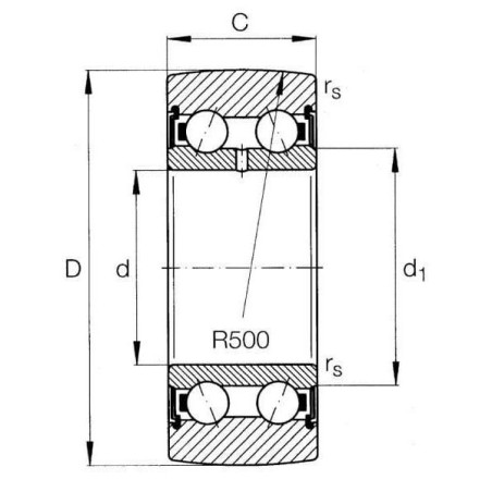 Łożysko kulkowe skośne dwurzędowe SKF, 30570, 7C ZZ