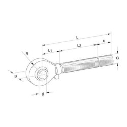 Końcówka oczkowa łącznika górnego, M30x3.5 25.7x220 mm