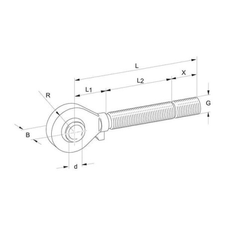 Końcówka oczkowa łącznika górnego, M30x3.5 25.7x220 mm