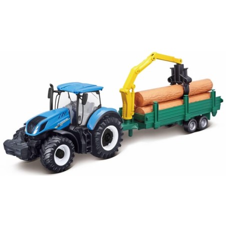 Ciągnik New Holland T7.315 z przyczepą na kłody