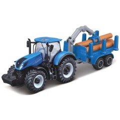 Ciągnik New Holland T7.315 HD + ładowacz do drzewa z przyczepą