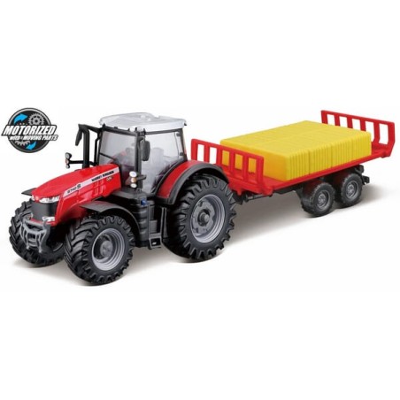 Ciągnik Massey Ferguson 87405 z przyczepą do bel