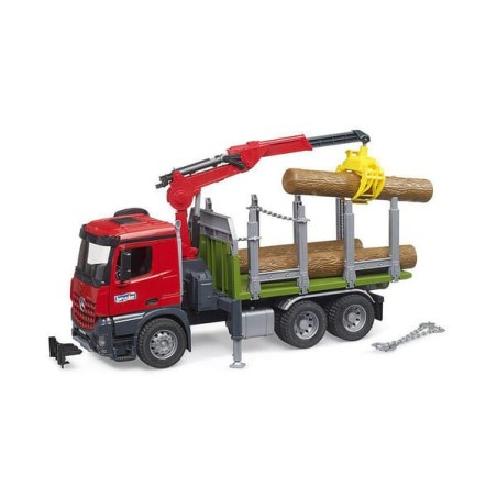 Bruder MB Arocs Timber truck with loading crane, grab, 3 trunks U03669