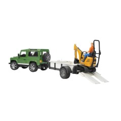 Bruder Samochód Land Rover z lawetą i minikoparką JCB 8010 CTS U02593