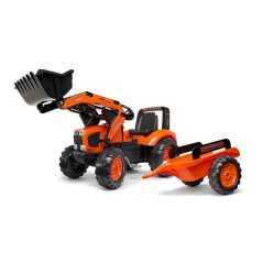 Traktor Kubota z ładowaczem czołowym i przyczepą