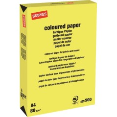 Papier format A4 Staples, żółty 500 szt.