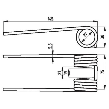 Palec podbieracza, 145 x 75 x 27, Ø 5,5