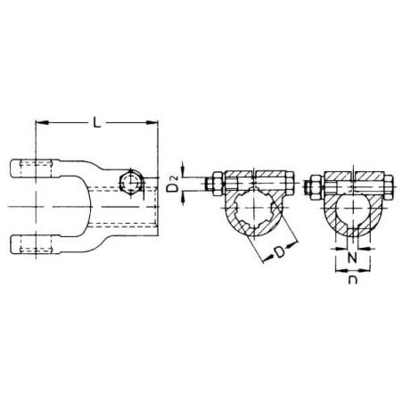 Widłak, ze śrubą zaciskową, śruba styczna, 40 mm, W2400/P400/W400E Walterscheid