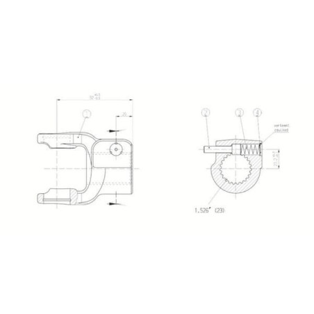 Widłak, szybkozłączny z kołkiem przesuwnym, 38.10 mm - 23 frezów, W2400/P400/W400E Walterscheid