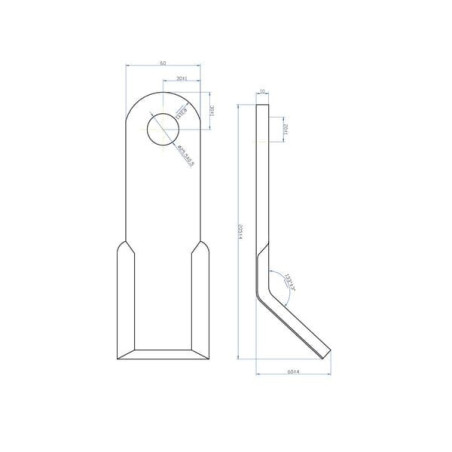 Nóż bijaka 60x205 mm, pasuje do Kuhn