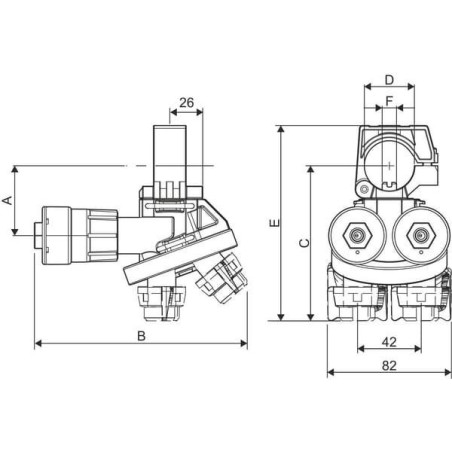 Uchwyt dyszy 2+2-drożnej 25 mm Selejet