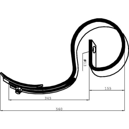 Ząb sprężynowy 45x10x560mm z redlicą