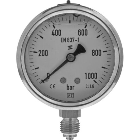 "Manometr ø63 mm 0-1000 bar przyłącze tylne 1/4"""