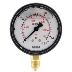 "Manometr glicerynowy, Ø 63 mm 0-160 bar, przyłącze dolne 1/4"""