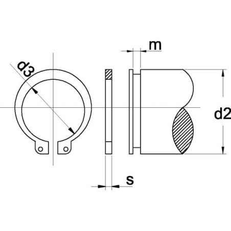 Pierścień osadczy zewnętrzny 20x1.2 mm DIN471 Kramp