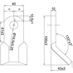 Nóż bijaka 40x10x105 mm D17