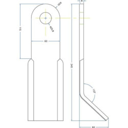 Nóż bijaka 60x8x245 D25 Lagarde