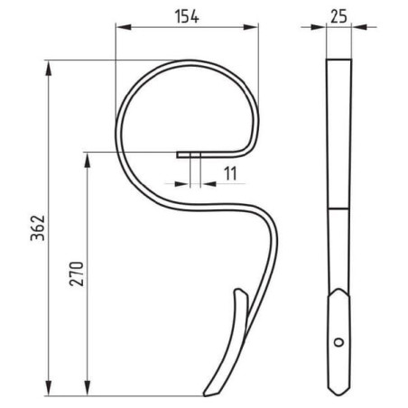 Ząb kultywatora, 25x8x362 mm tylny z redliczką Bagramet