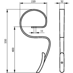 Ząb agregatu, 32x10x550 mm z redliczką Bagramet