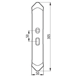 Redliczka 300x50x8 mm obracalna wzmocniona wygięta, 2-otw.