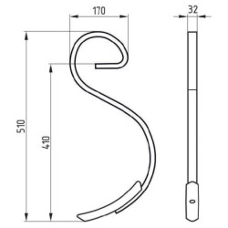 Ząb kultywatora, 32x10x510 mm z redliczką