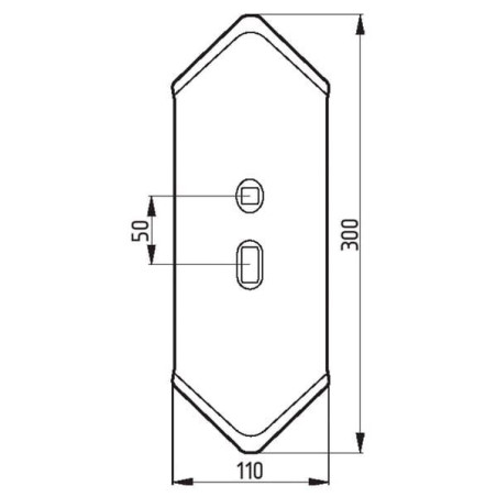 Redliczka 300x110x8 mm obracalna wygięta, 2-otw.