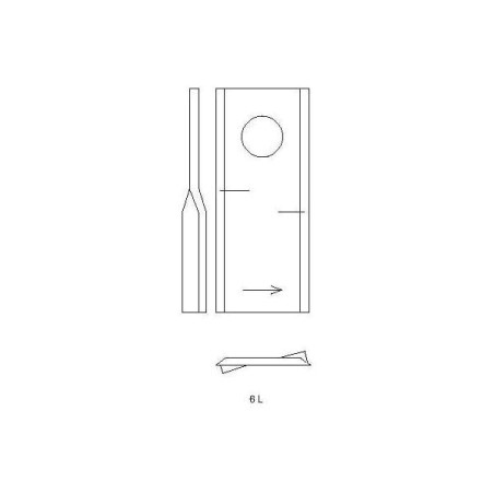 Nożyk kosiarki rotacyjnej lewy 122x45x4 mm otwór Ø 18.25 mm okrągły pasuje do Kuhn 25 szt.