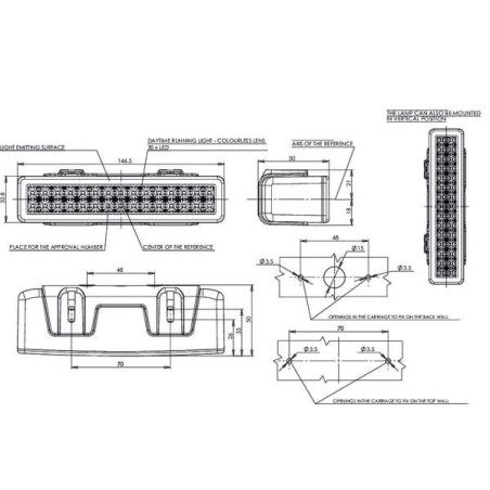 Lampa do jazdy dziennej, 12/24 V, LED