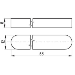 Wpust pryzmatyczny Kramp, 12 x 8 x 63 mm