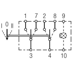 Przełącznik kołyskowy, I-0-II, 8-pin