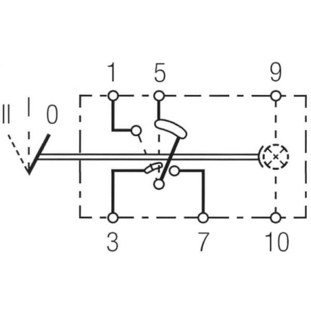 Przełącznik kołyskowy, II+I-0, 6-pin