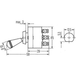 Przełącznik przechylny, S28, 3-pin Ø 12.5 mm chromowany