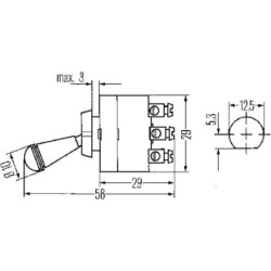 Przełącznik przechylny, S28, 3-pin Ø 12.5 mm chromowany