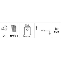 Czujnik ciśnienia oleju, 12V, M10x1, 1-pin styk normalnie zamknięty (rozwierny)