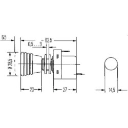 Włącznik wyciągany, S04, 12V 3-pin włącznik/wyłącznik, halogen, Ø 14.5 mm z żarówką, podświetlany zielony/pomarańczowy/czerwony