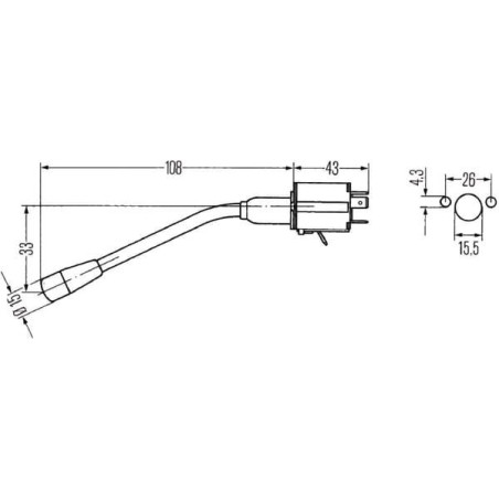 Przełącznik kolumny kierowniczej z funkcją kierunkowskazów/klakson/z migaczem lamp przednich, długość 108 mm