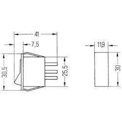 Przełącznik kołyskowy, S12, 12V, 3-pin z podświetleniem czerwony