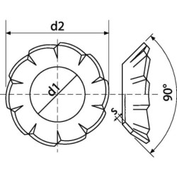 Podkładka sprężysta wachlarzowa M8x15.3x0.5 mm, stal ocynk DIN6798 Kramp