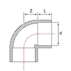 Kolano 90° PCW-U gopart, 40 x 40 mm