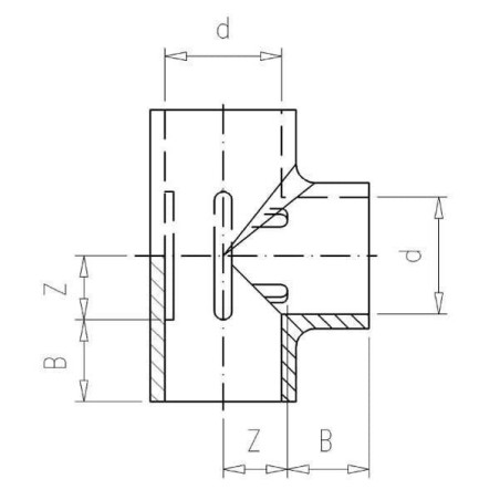 Trójnik T PCW-U 63x63x63 mm