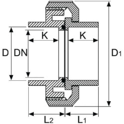 Złączka z PCW-U z nakrętką nasadową gopart, 63 x 63 mm